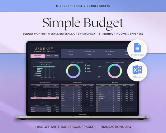 Simple Budget Master File (Instant Download)